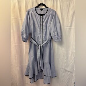 J. Crew Blue Ruffled Tie Front Sundress